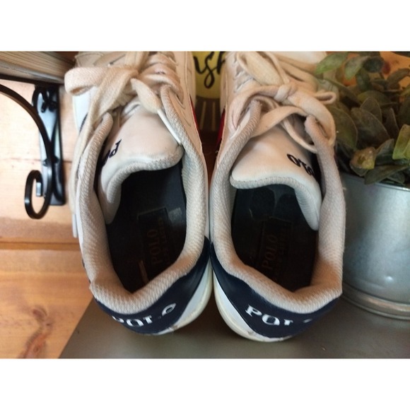 Polo Quilton Teddy Bear Sneakers US Size 4 Kids White Red Blue Shoes - Picture 4 of 5